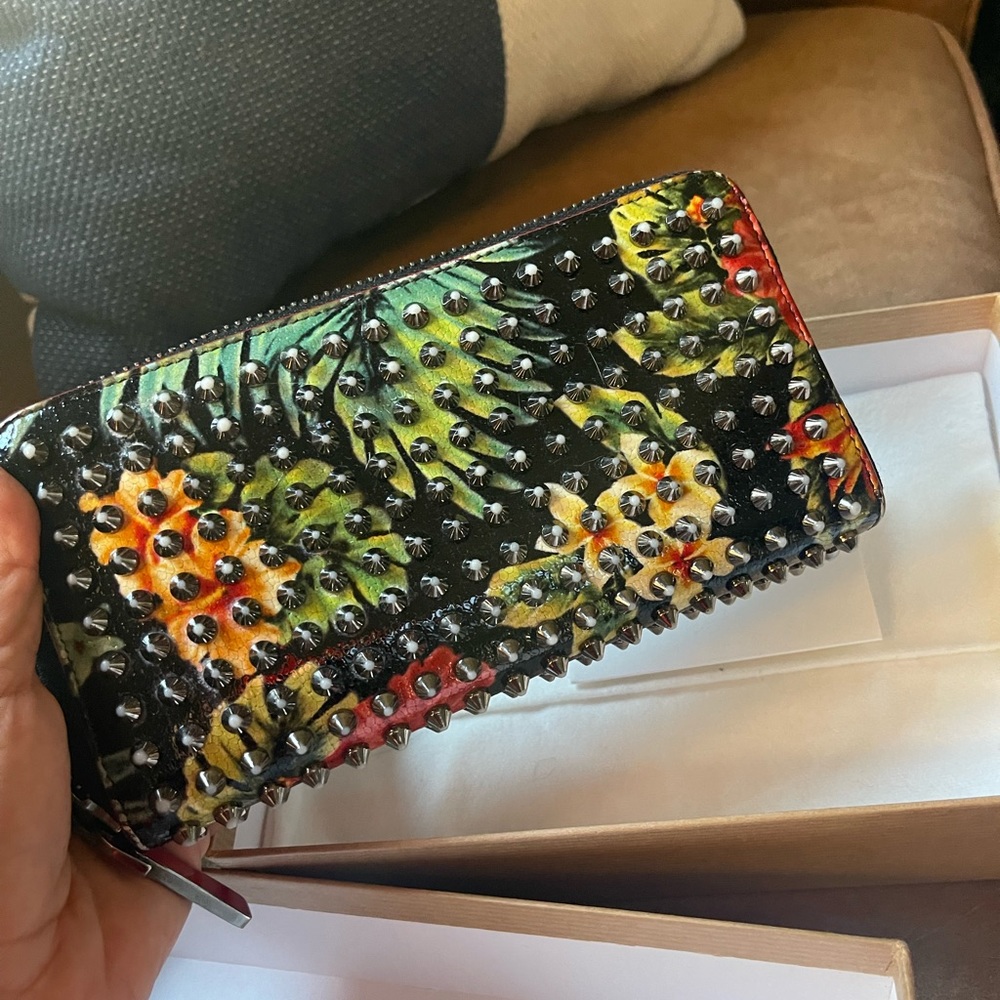 christian louboutin wallet with spikes